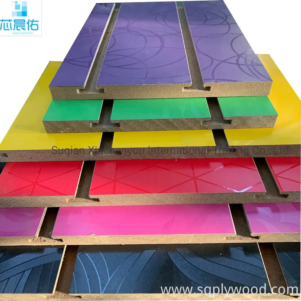 China Factory Produce 7-11 grooves Melamine Faced MDF/Slot MDF